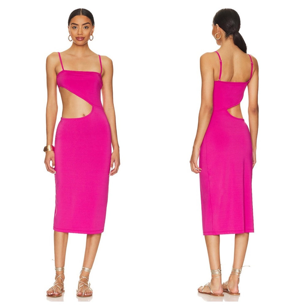 NWT Solid + Striped Cameron Midi Dress Hibiscus XS